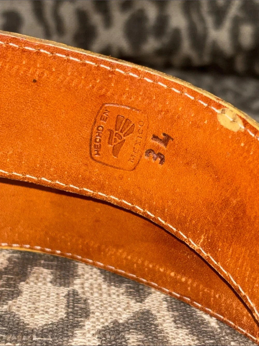 Crocodile alligator leather belt textured western cowboy reptile buckle 34
